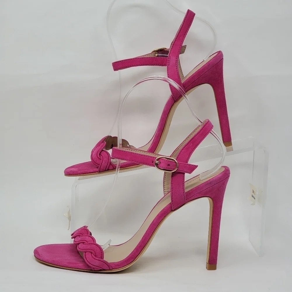 Stuart Weitzman Womens Dancer Twistie 100 Suede Pink Stiletto Heels Size 7.5 New - Picture 3 of 10
